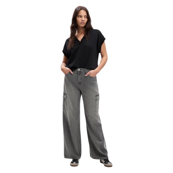 Gap High Rise Wide Leg Cargo Jeans - Picture 1 of 7